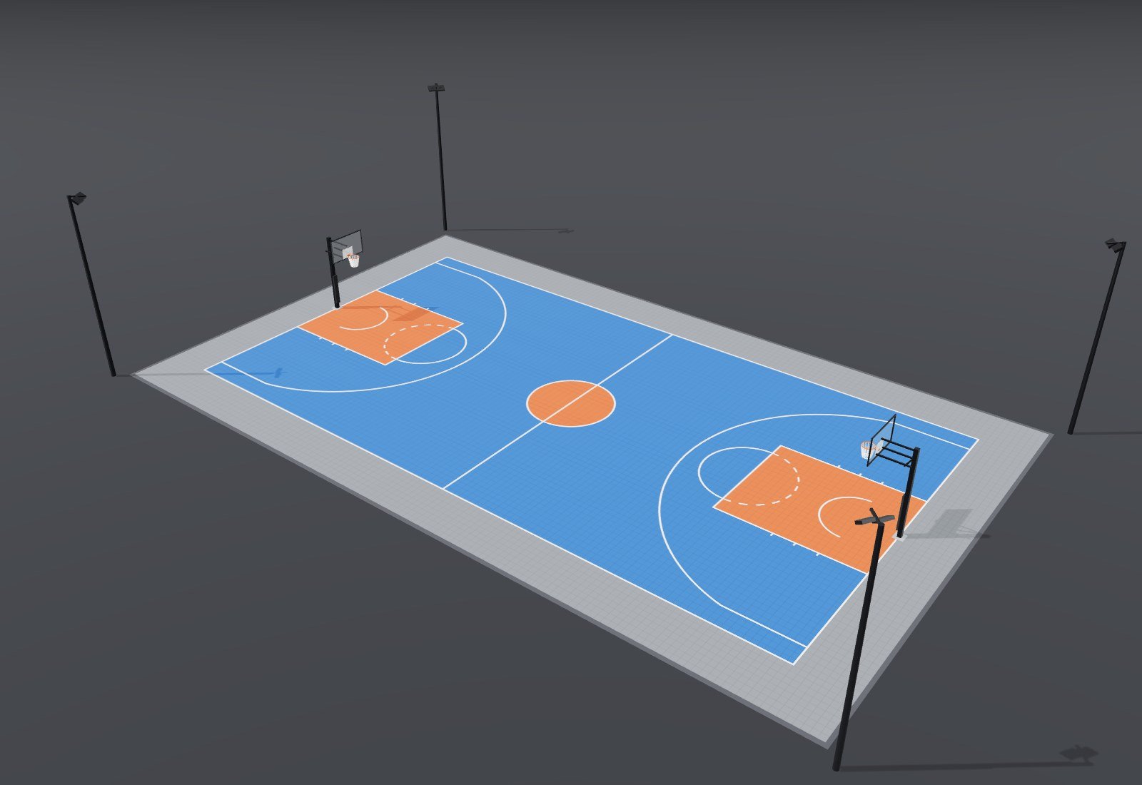 Krepšinio aikštelės konstruktorius — 3D