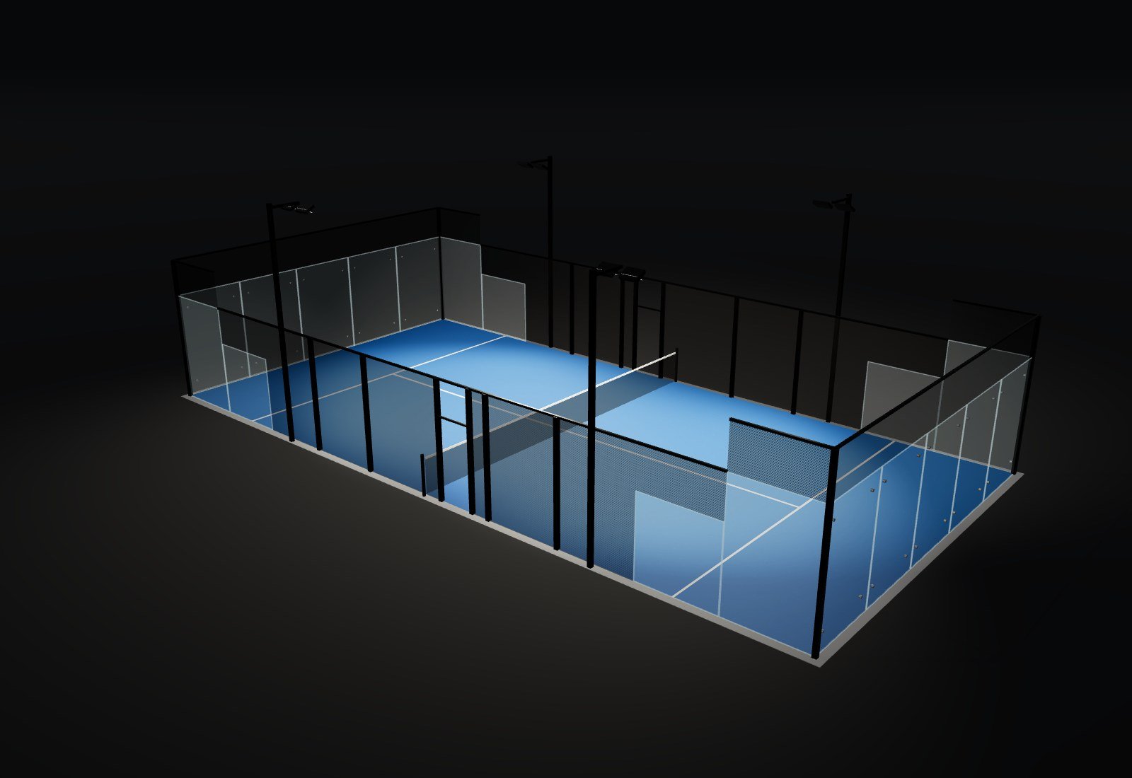 Padelio korto konstruktorius — 3D